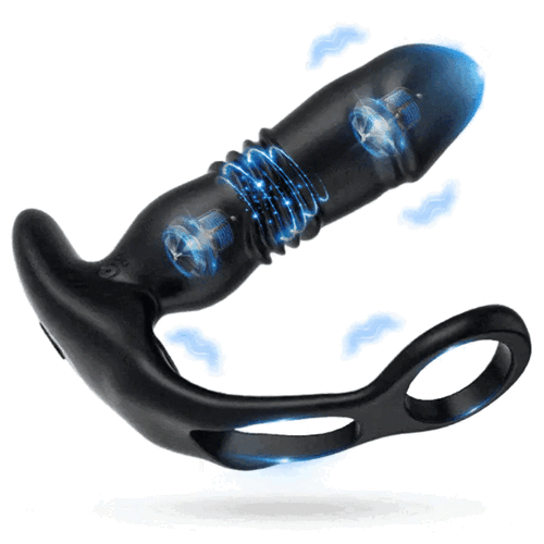 Vibrador com Anel Peniano e Empurra Empurra  12 modos