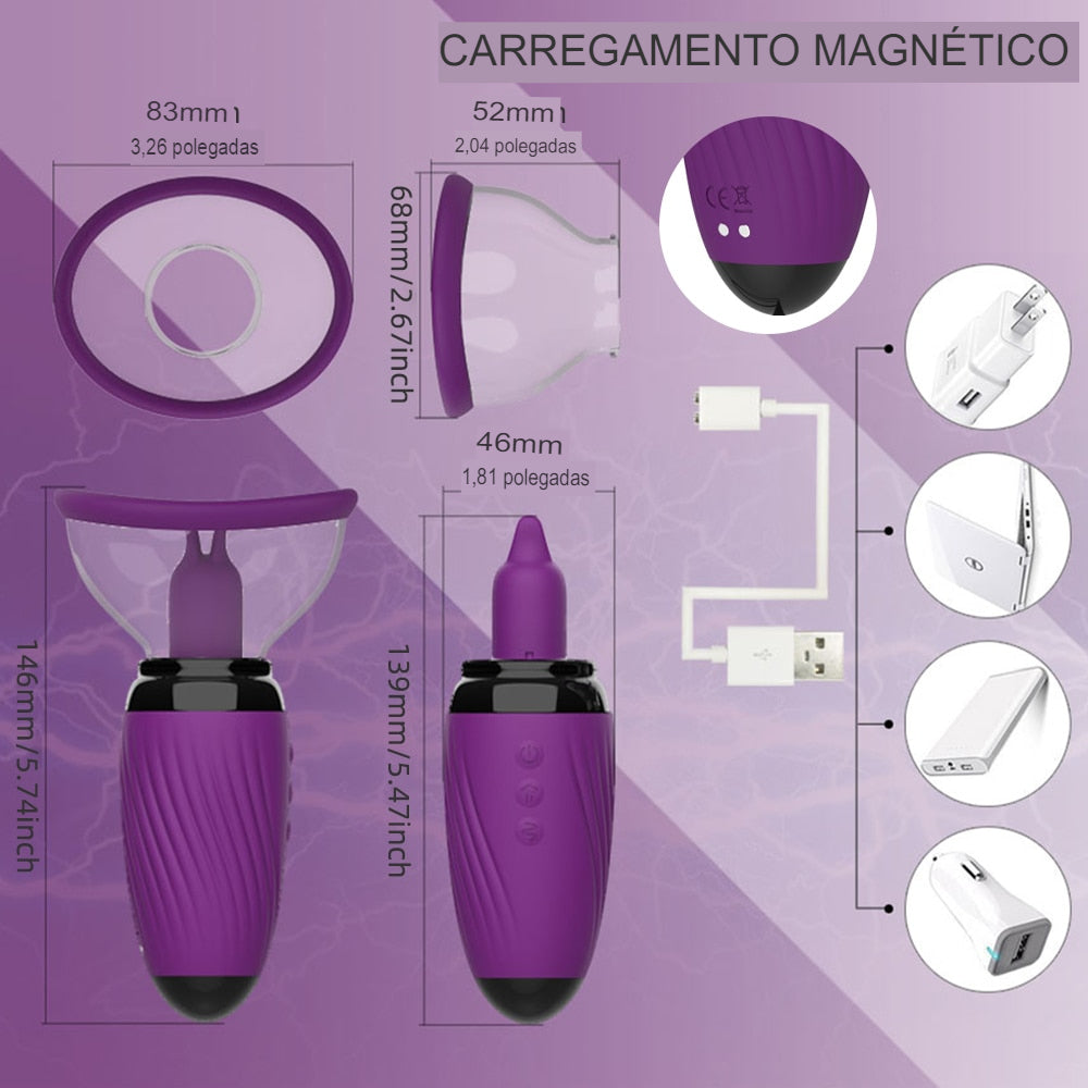 Lambilícia - Estimulador de Mamilo/Clitóris com Sucção e Lambidas