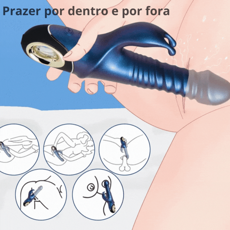 Vibrador e Estimulador duplo -  Ondas de Prazer Radiante